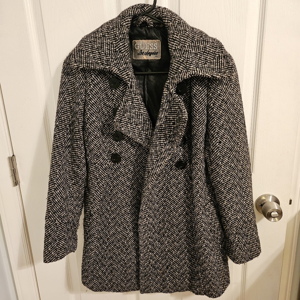 Petite Guess Los Angeles Chevron Peacoat PXS